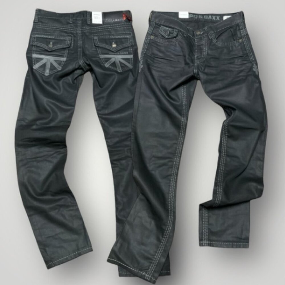 Men's Cipo & Baxx CD295 Coated Black Denim Pants NWT